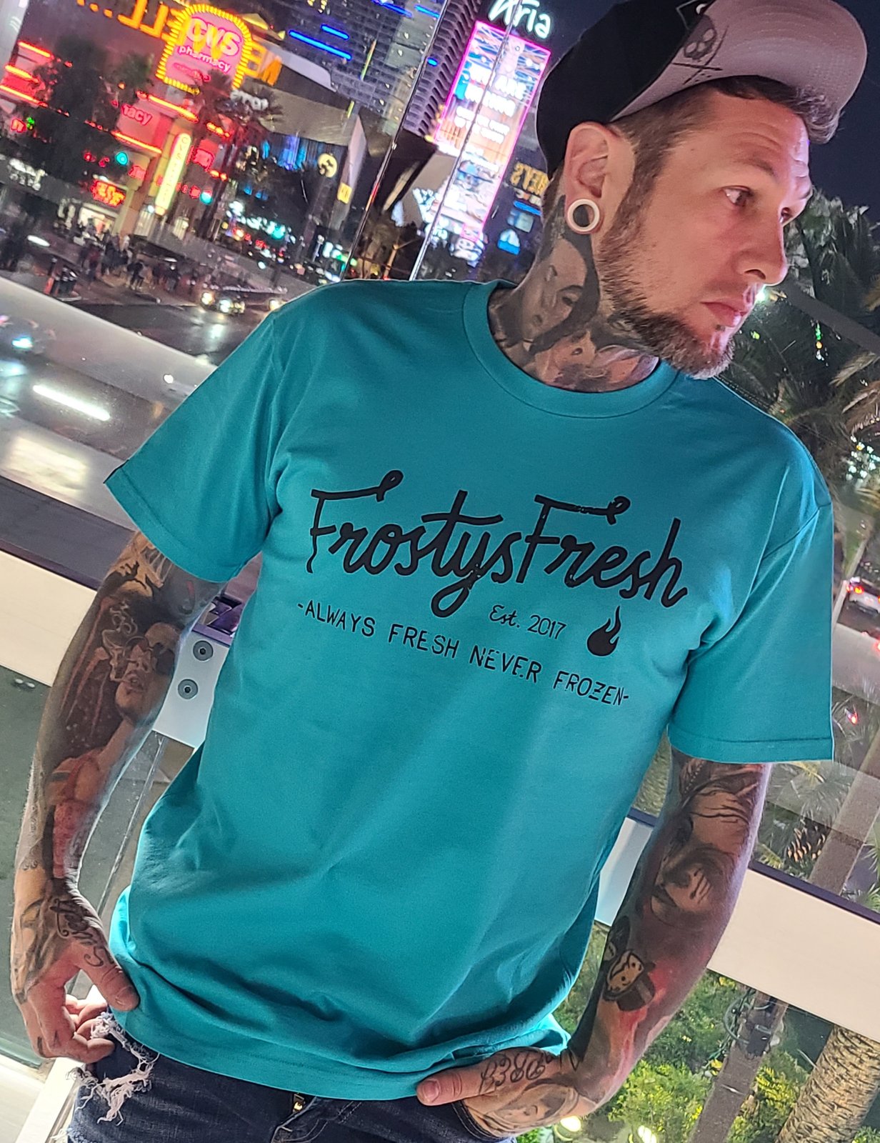 Vintage Black Ink Teal Shirt FrostysFreshClothing