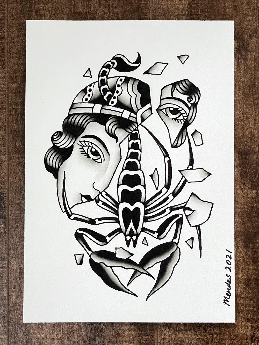 Scorpion Lady Head, Original (7x10)