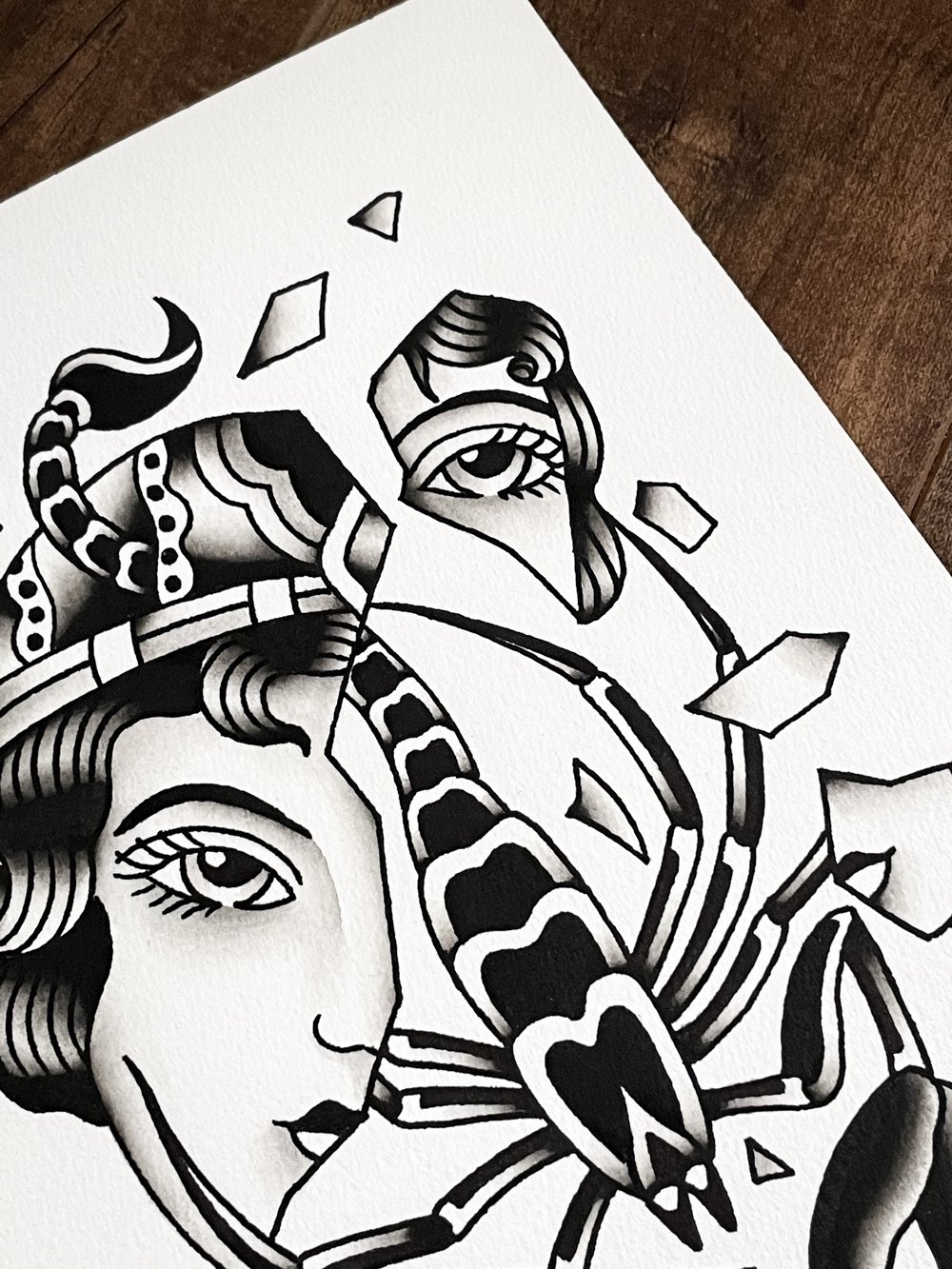 Scorpion Lady Head, Original (7x10)