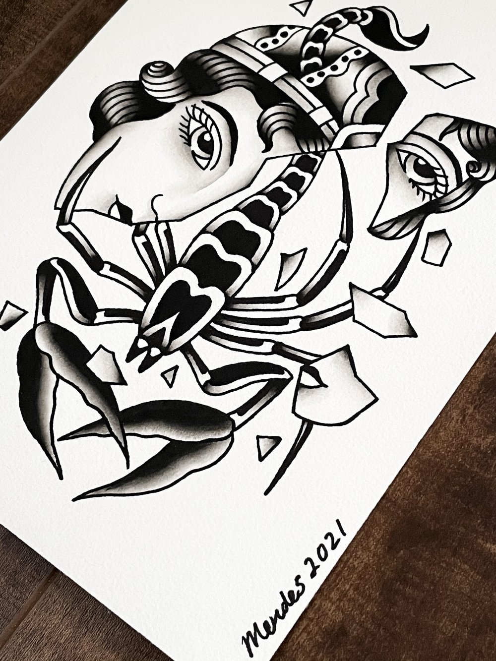 Scorpion Lady Head, Original (7x10)
