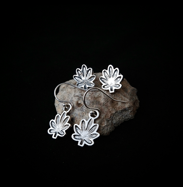 Image of 420 Herb Leaf Earrings 