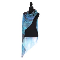 Image 2 of Cashmere Blue Autumn Leaves Button Shawl