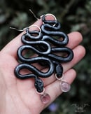 Image 3 of Fluorite Drop Snake Earrings I