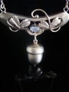 Art Nouveau 15ct yellow gold acorn and moonstone necklace