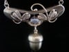 Art Nouveau 15ct yellow gold acorn and moonstone necklace