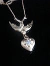 Edwardian 18ct diamond swallow heart necklace