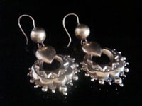 Image 1 of Stunning Victorian 9ct or higher yellow gold puff heart drop earrings