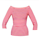 Boatneck Top /Red and Black Stripes