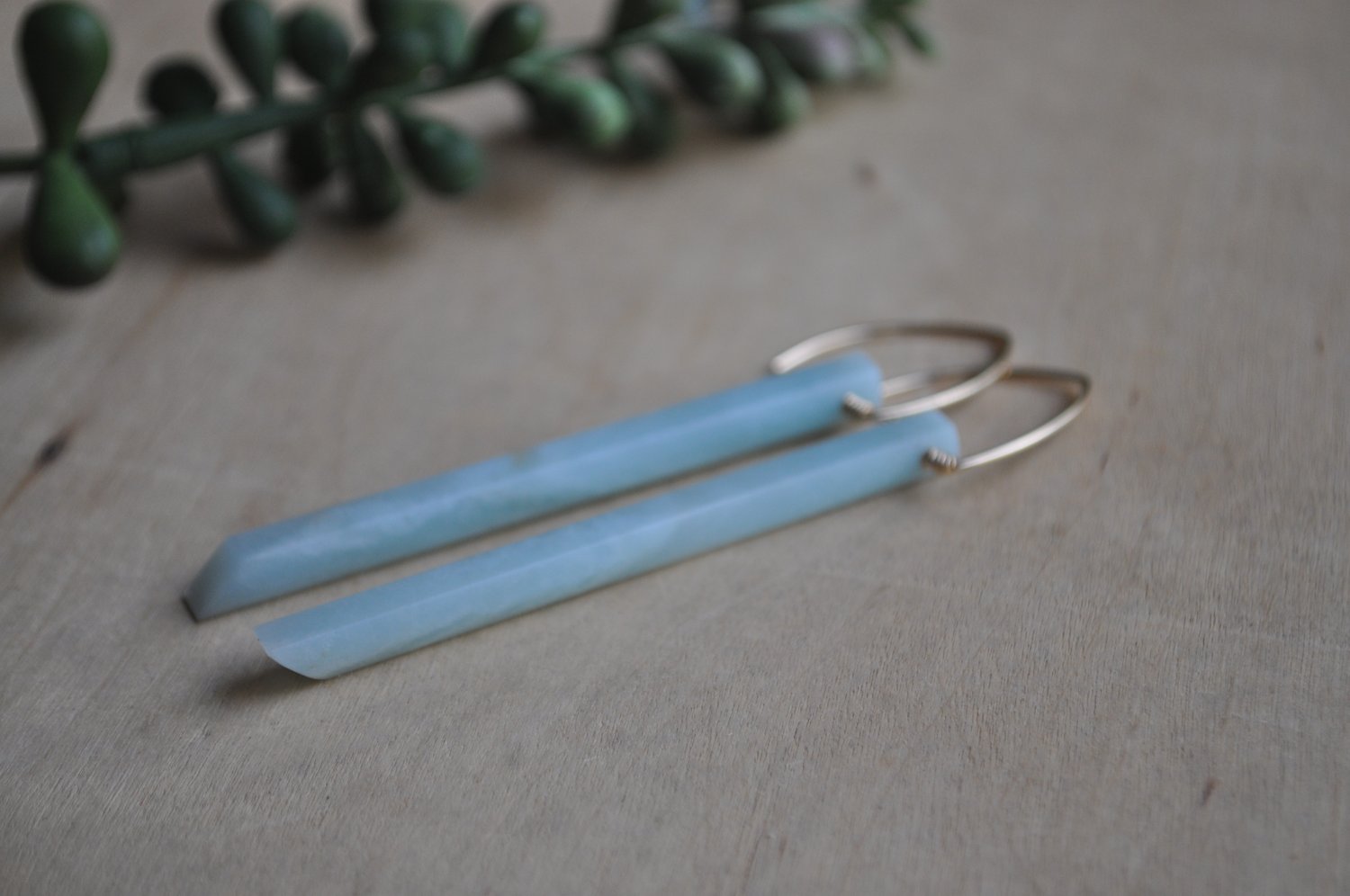 Image of Amazonite Bar Earrings OOAK