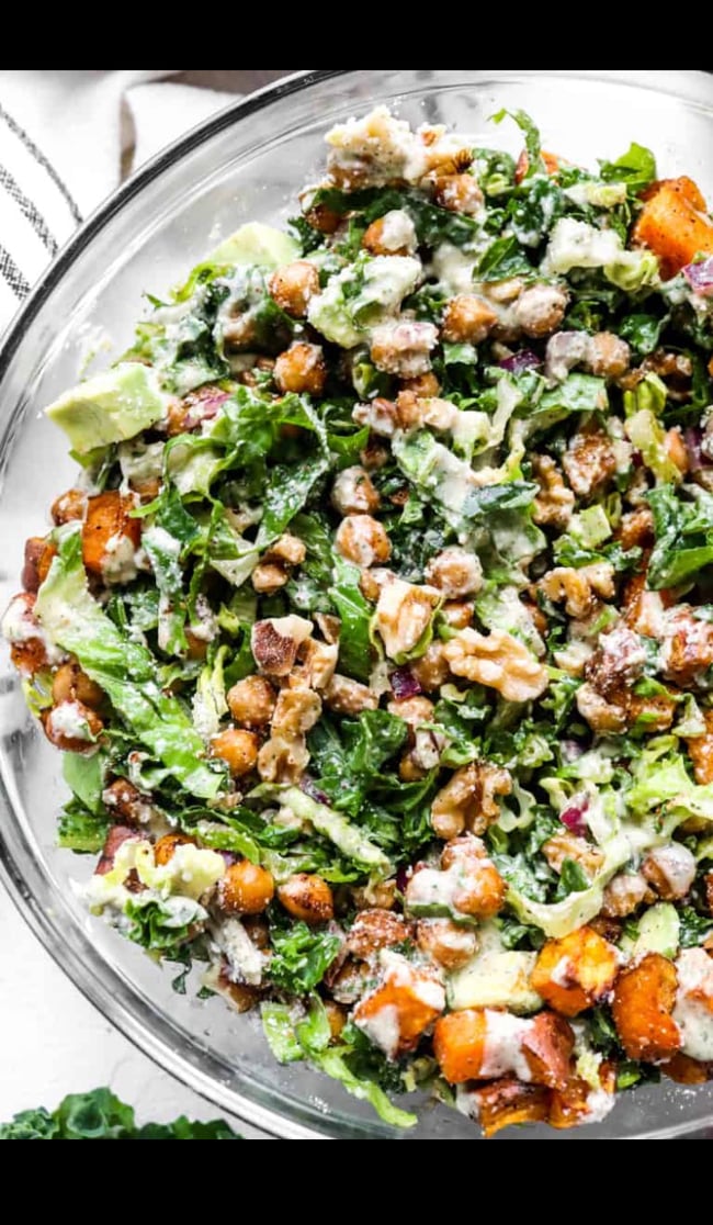 Chickpea Kale Caesar Salad with Roasted Sweet Potatoes Chubby Vegan Nola