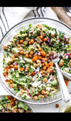 Chickpea Kale Caesar Salad with Roasted Sweet Potatoes 