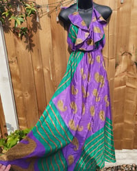 Image 5 of Bianca Frill Dress Purple Green 