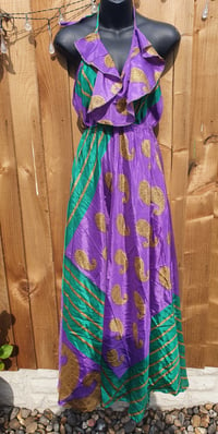 Image 3 of Bianca Frill Dress Purple Green 