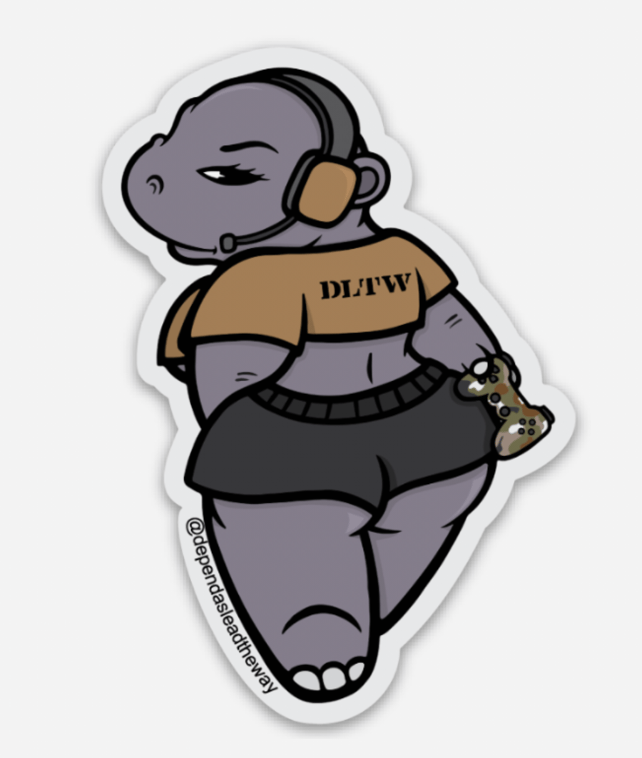 Image of Thicc DLTW gamer hippo sticker