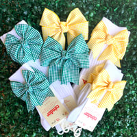 Image 2 of Gingham socks and bow set 