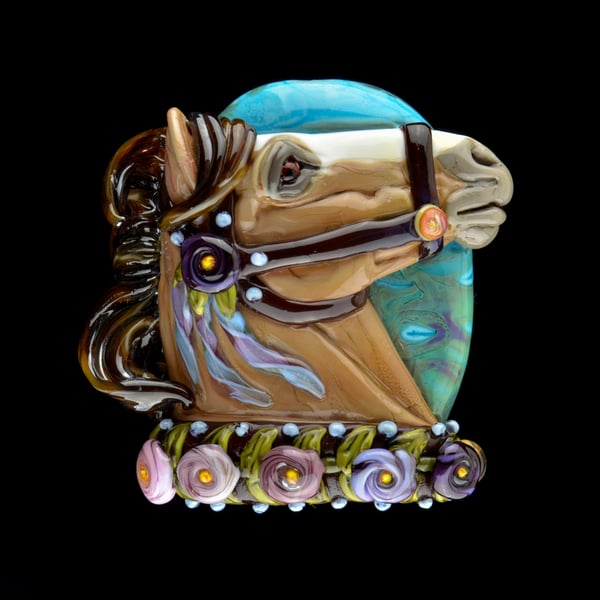 Image of XXXL. Ulysses Carousel Horse - Flamework GLass Sculpture Bead