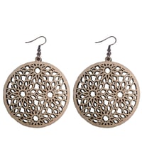 MAHOGANY WOOD LASER CUT EARRINGS WOOD AND COPPER COSMOS
