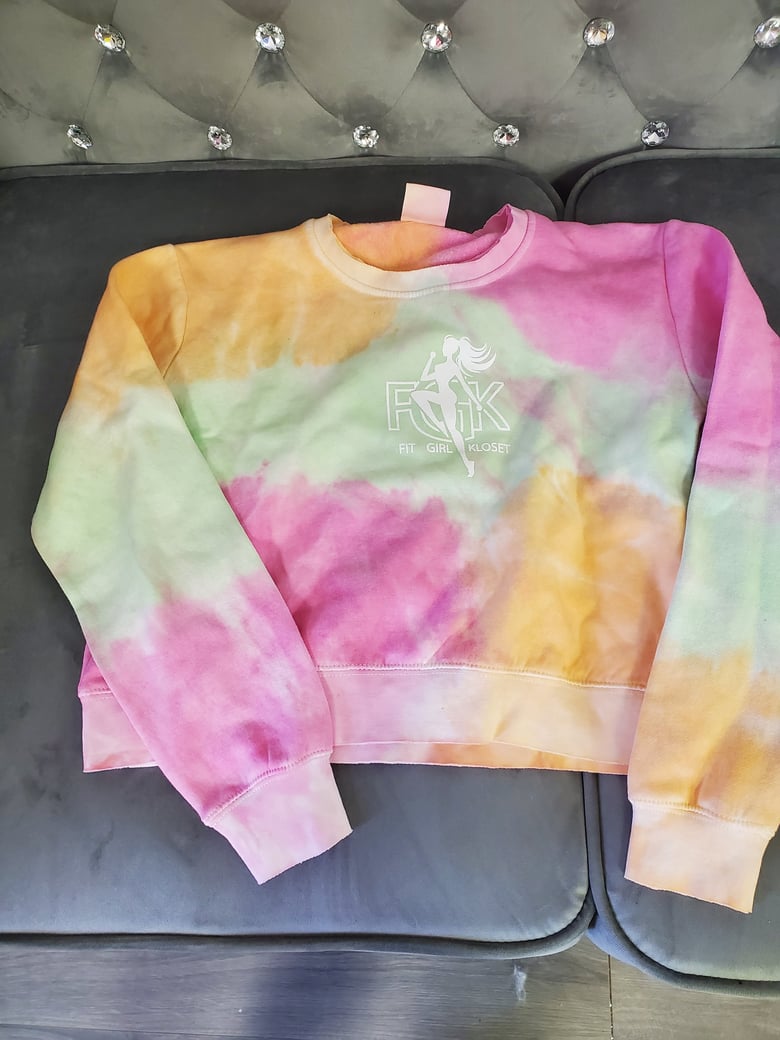 Image of Tie Dye Logo Crop Sweatshirt 