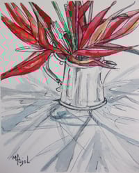 Image 4 of Birds of paradise in a silver tea pot