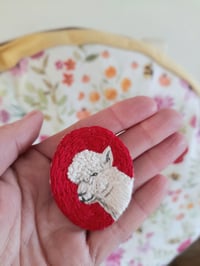 Image 3 of Alpaca Hand Embroidered Brooch