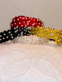 Image 1 of Faux Pearl Velvet Headband 