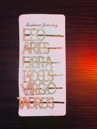 Image 3 of Gold Zodiac Sign Rhinestone Hair Pin