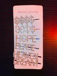 Image 2 of Silver Wording Rhinestone Hair Pin