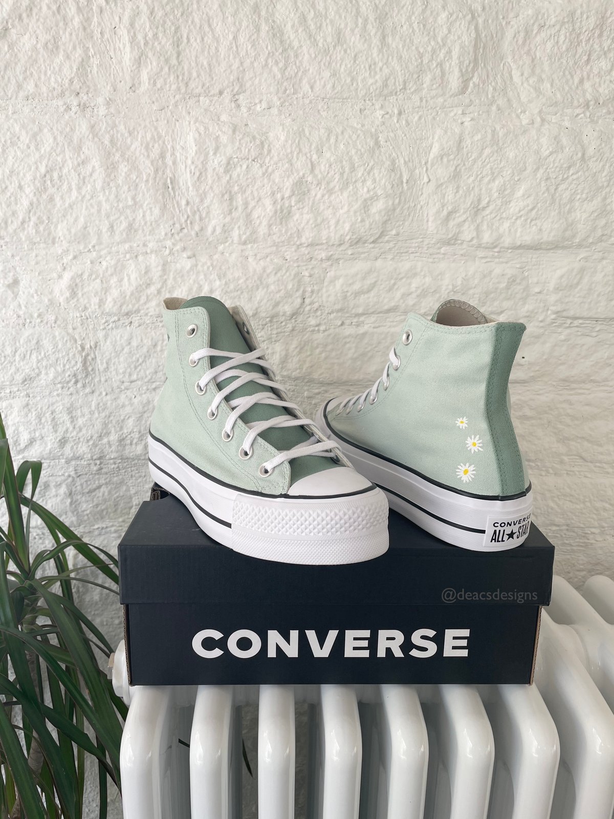 sage green chunky converse