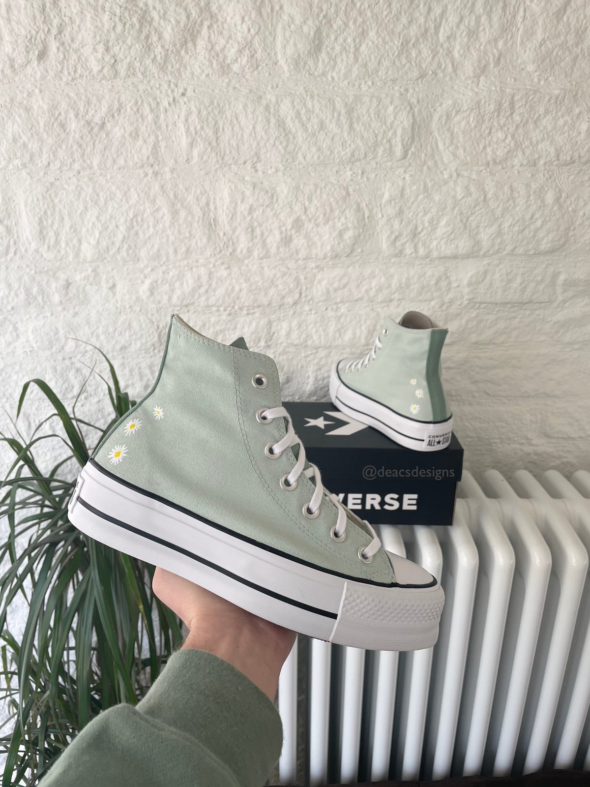 sage green platform converse