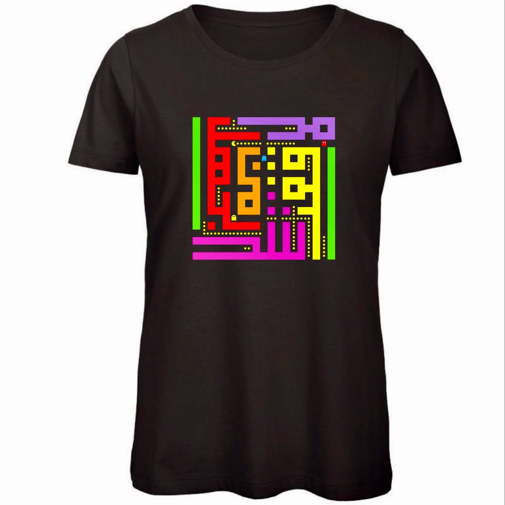 Image of Woman t-shirt - Pacman calligraffiti 