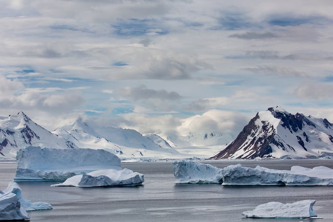Icebergs, Mountains and CLouds