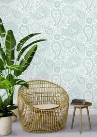Image 1 of Paisley Crescent Wallpaper - Pale Verdigris