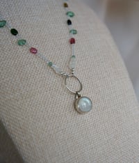 Image 3 of Moonstone & Tourmaline Halo Necklace