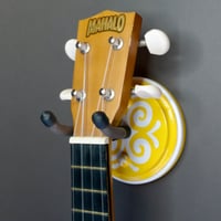 Image 2 of  Yellow and White Deco  Instrument Display Hanger for your Ukulele, Violin, Fiddle or Guitar
