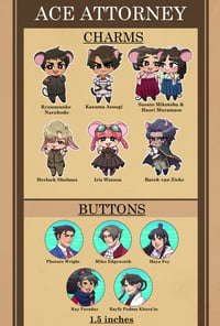 Image 1 of Ace Attorney Charms & Buttons