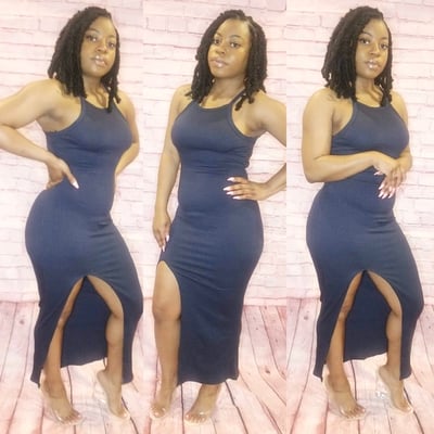 Image of Tyra Midi Dress (Navy)