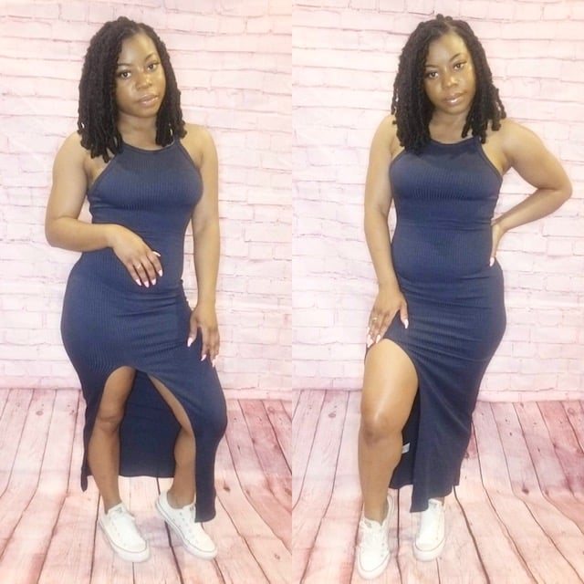 Image of Tyra Midi Dress (Navy)