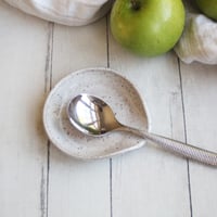 Image 2 of Small Spoon Rest in Speckled Natural Beige, Handcrafted Made in USA