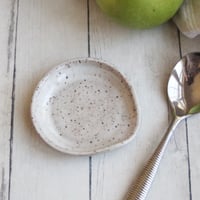 Image 1 of Small Spoon Rest in Speckled Natural Beige, Handcrafted Made in USA