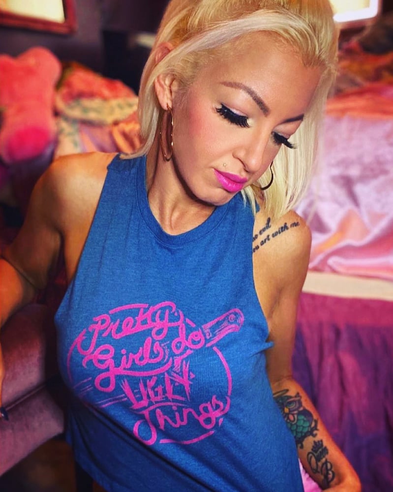 Image of Pretty in pink blue crop tank 