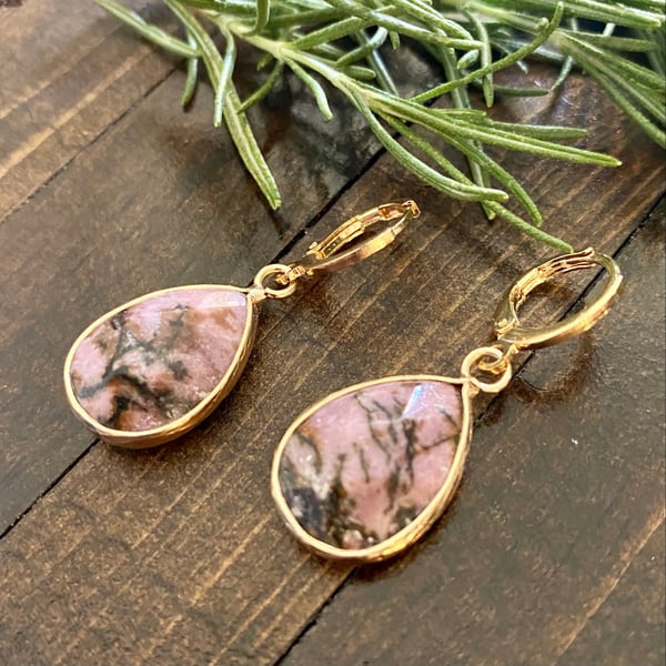 Image of Rhodonite Drop Earrings