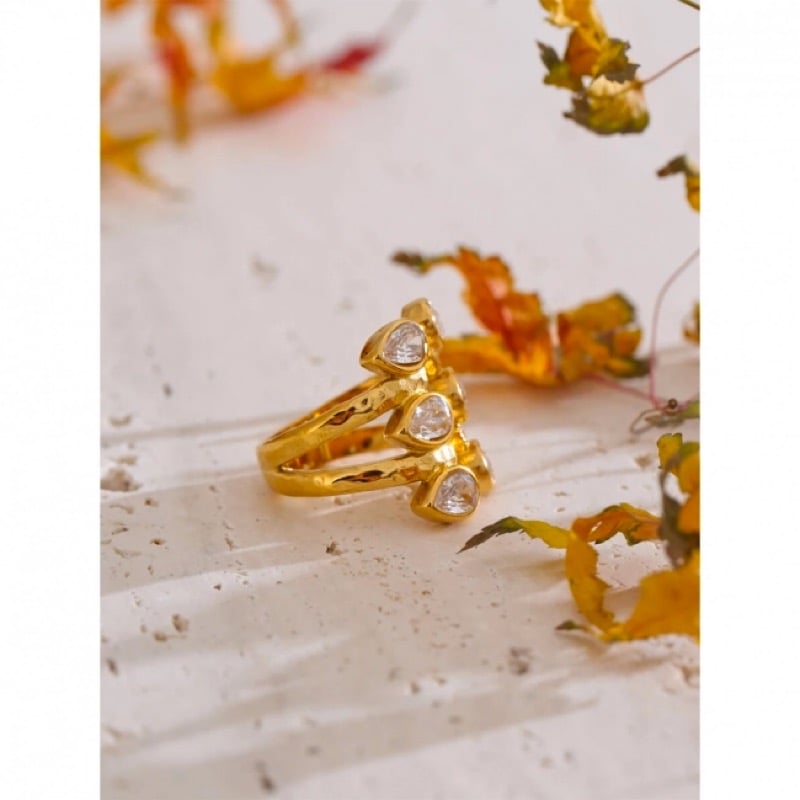 Image of LULA Cubic Zirconia 18ct Gold Plated Statement Ring