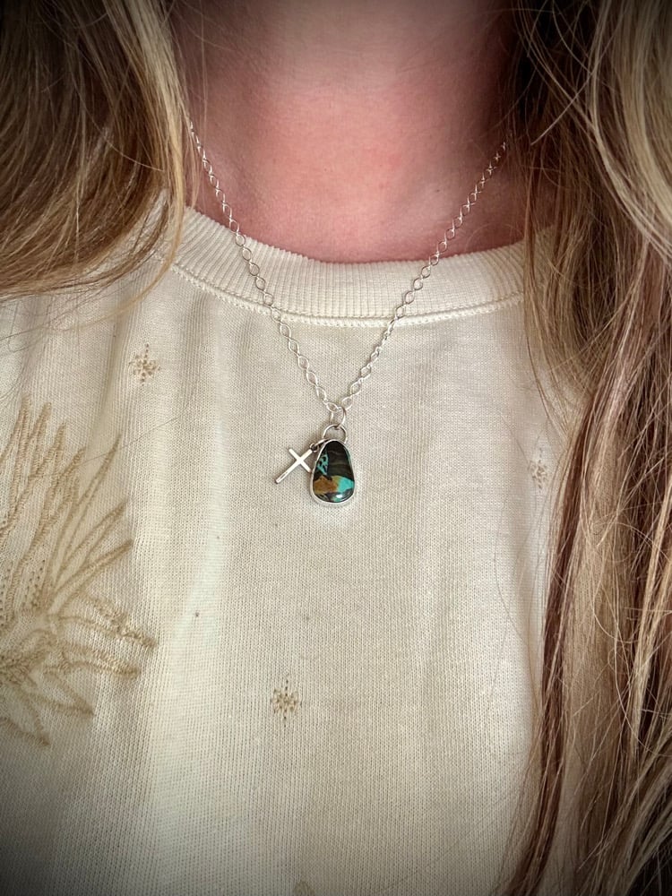 Image of Dainty Blackjack & Cross Necklace 🩵