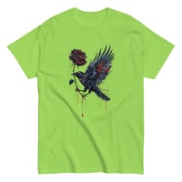 Image 9 of Unisex classic tee, Gothic Raven With Bleeding Red Rose Mystical Tee