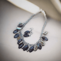 Necklace/Earring Set - silver, smokey purple