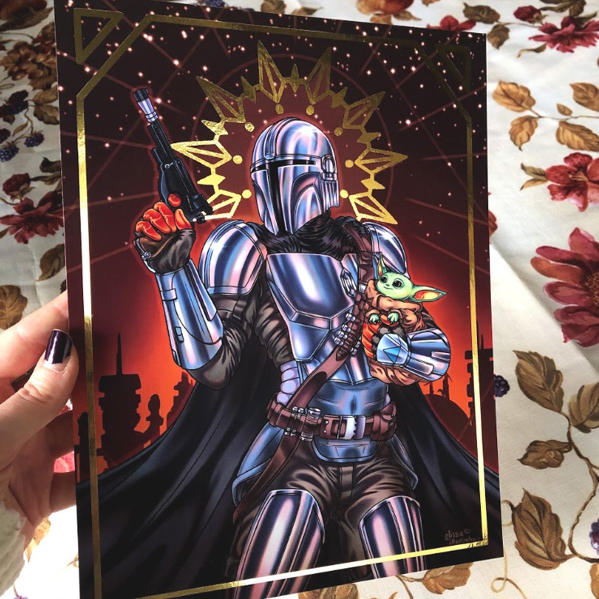 Mandalorian Gold Foil Print | Elissia Illustrations