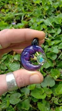 Image 2 of Blue stardust over star gazer crescent moon holding opal