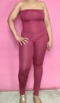 Image 2 of BURGUNDY HALTER JUMPSUIT AND CARDIGAN 