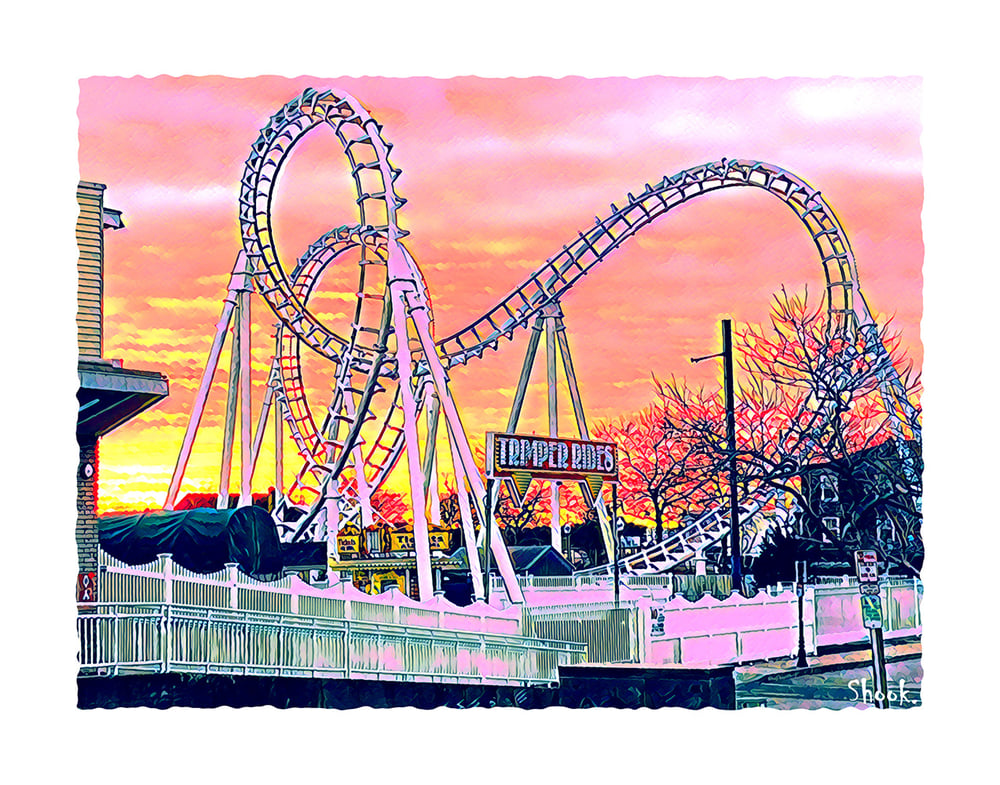 Trimper's Roller Coaster, Ocean City MD Giclée Art Print (Multi-Size Options)