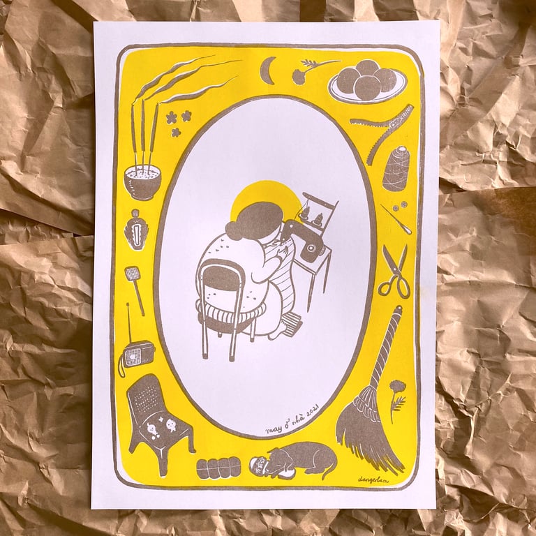Working From Home Risograph Poster